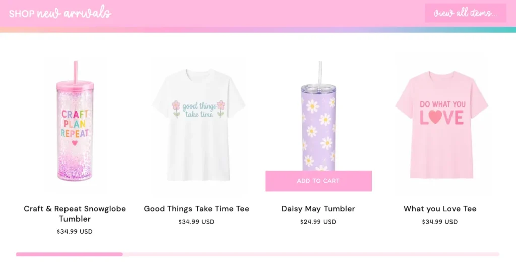 Shopify Collection Section with Slider and Hover Quick Add Button