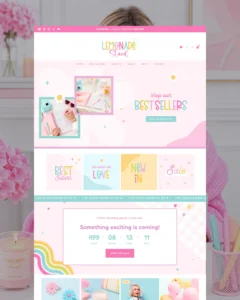 Shopify Cute Bright Rainbow Theme for Lemonade Stand