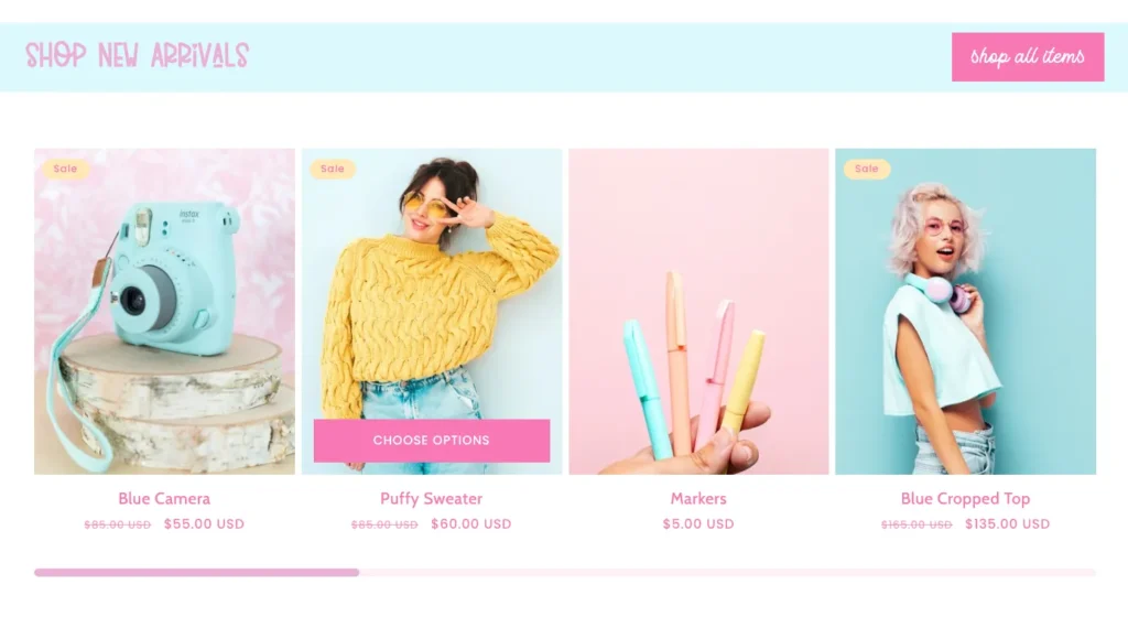 Shopify Featured Collection Section with Slider and Hover Quick Add Button