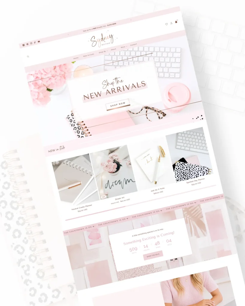 Prettiest Rose Gold Shopify Theme for Boutiques & Girly Brands