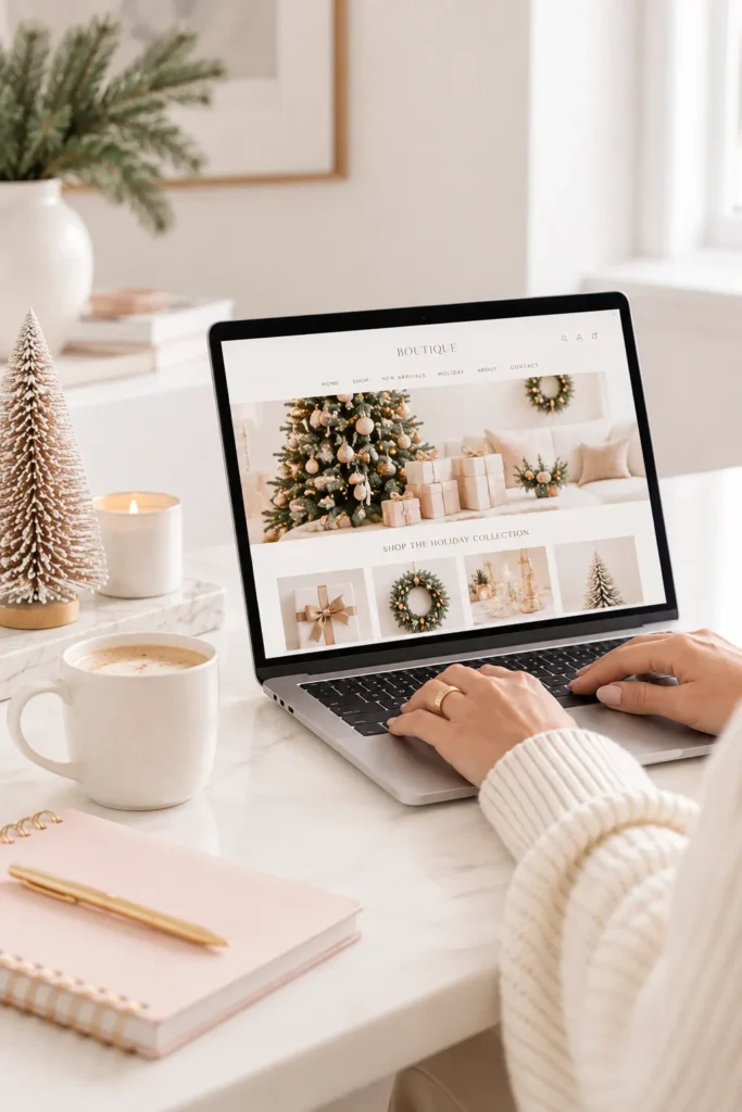 Shopify Store homepage for the Holiday Season with holiday banner