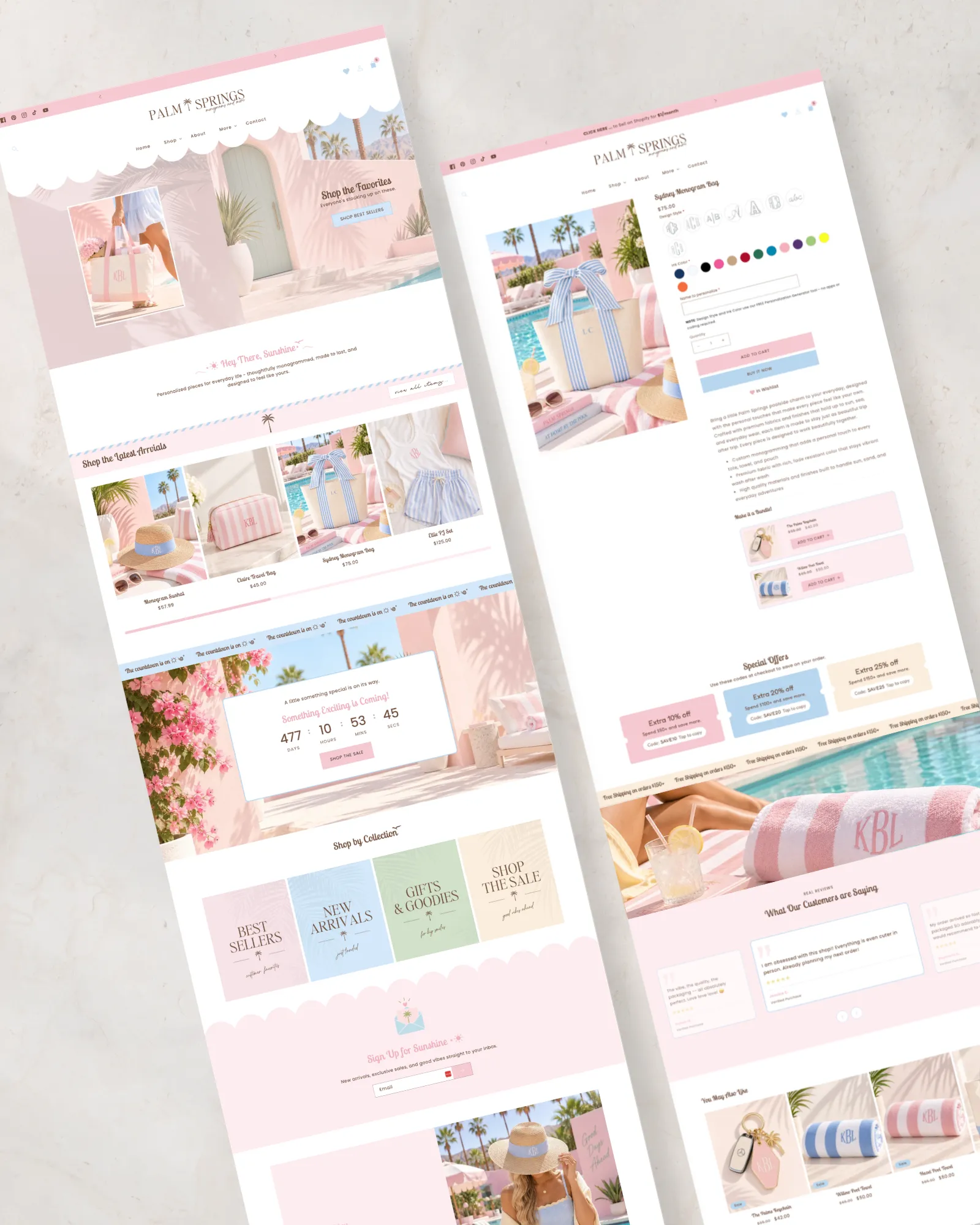 Preppy Pink Shopify Theme for Boutiques, Monogram Shops & Handmade Brands