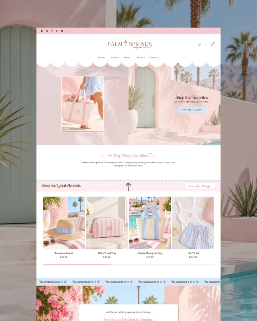 Preppy Pink Shopify Theme for Boutiques, Monogram Shops & Handmade Brands