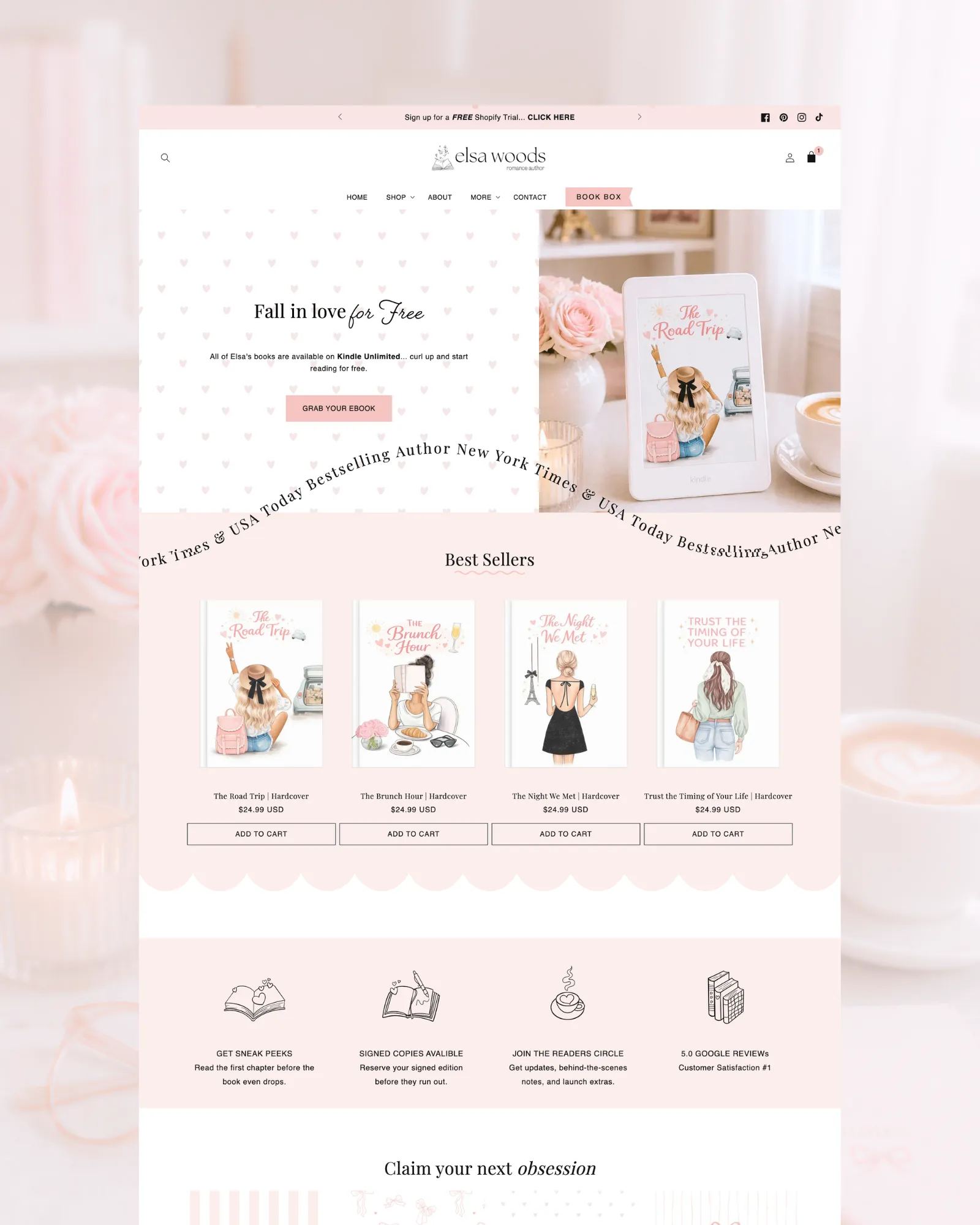 The best Shopify Theme for the Romance Author is Malibu