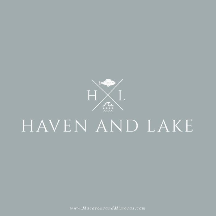 Fish and Lake Logo design with icon and Monogram