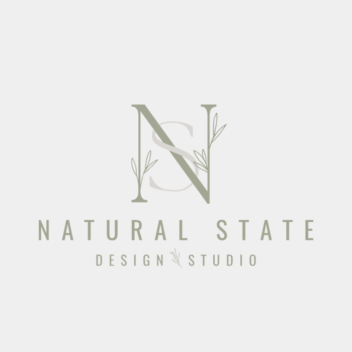 NS monogram with vines and leaves for design studio